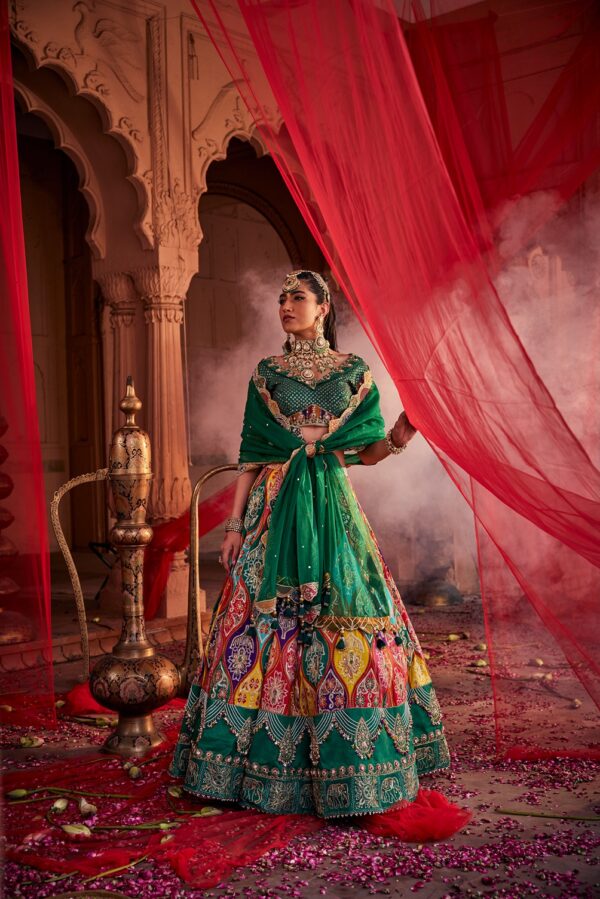 Green Gharchola Lehenga Set